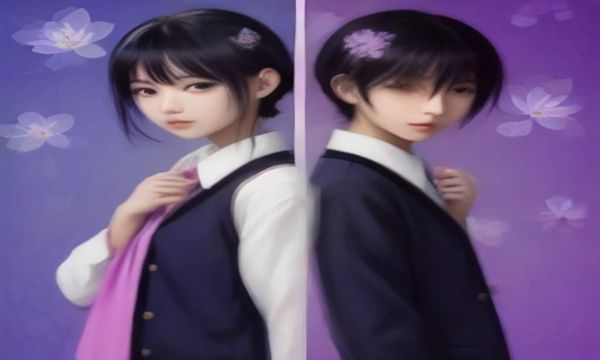 推特福利姬古典汉服美学专题封面，文艺系创作者身着汉服在庭院拍摄，水墨风意境